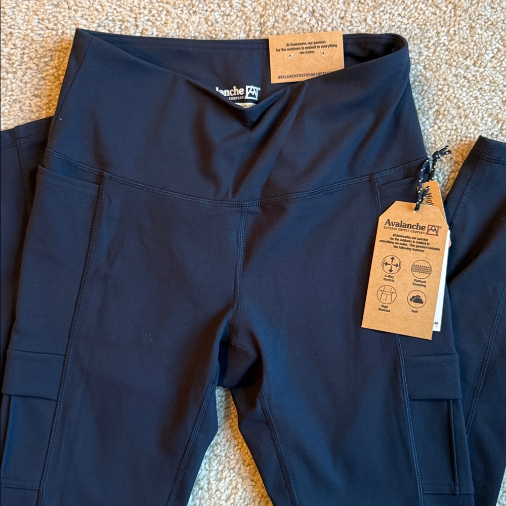 Avalanche high waist compression legging pockets black pants pull on medium - Picture 2 of 8